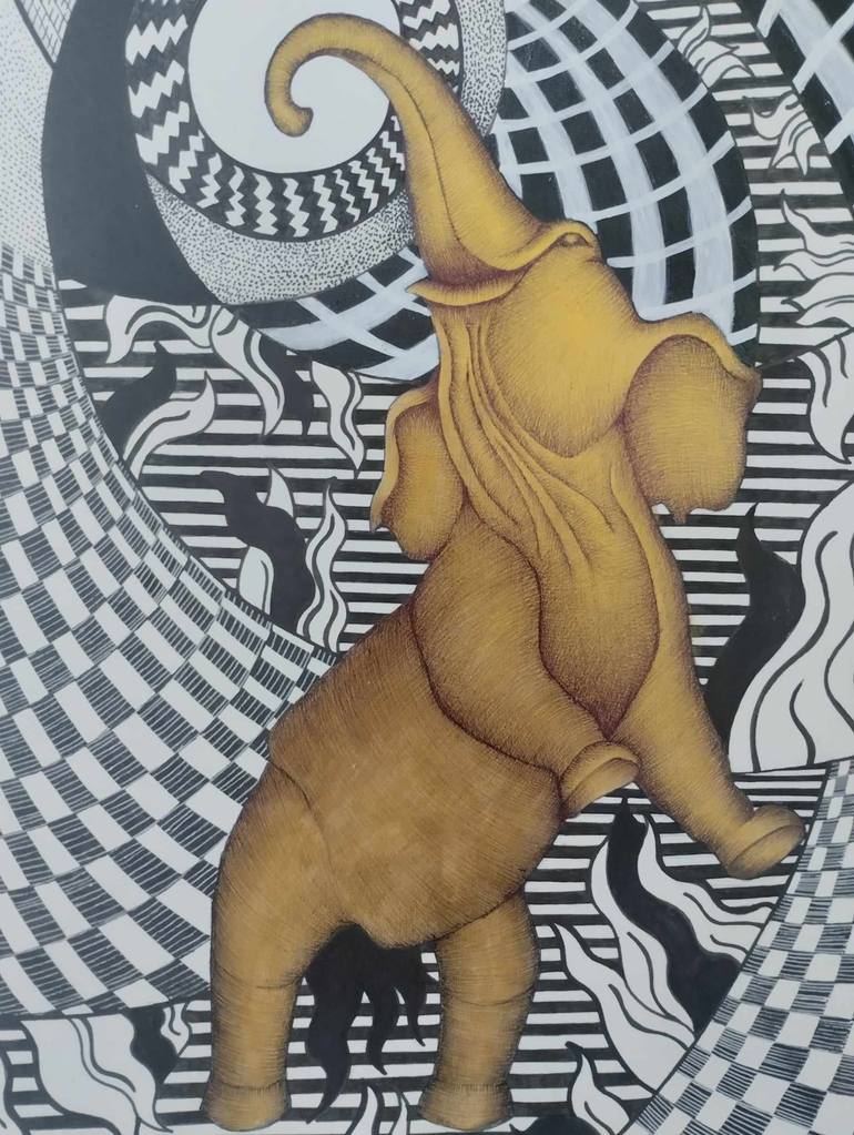 Original Contemporary Animal Painting by Piyawat Saengkaeo