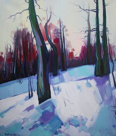 Winter trees in forest thumb