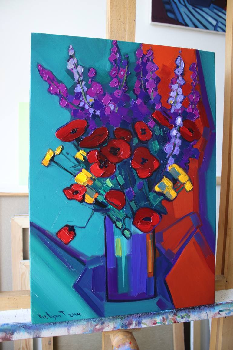 Original Abstract Expressionism Floral Painting by Tigran Avetyan