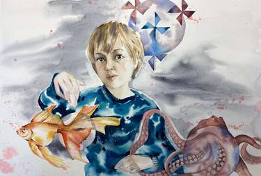 Original Surrealism Children Paintings by Galina Poloz
