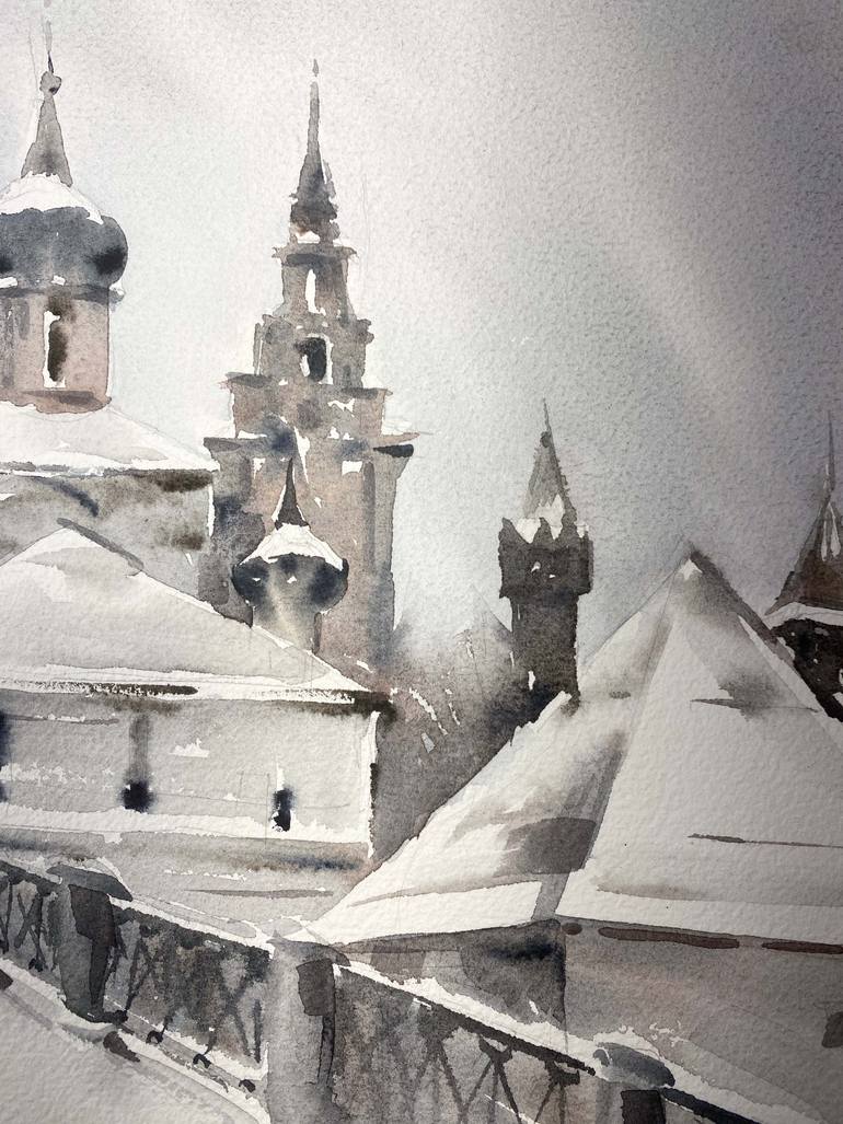 Original Illustration Architecture Painting by Galina Poloz