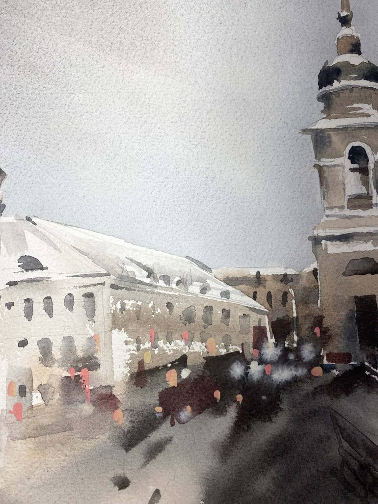 Original Illustration Architecture Painting by Galina Poloz