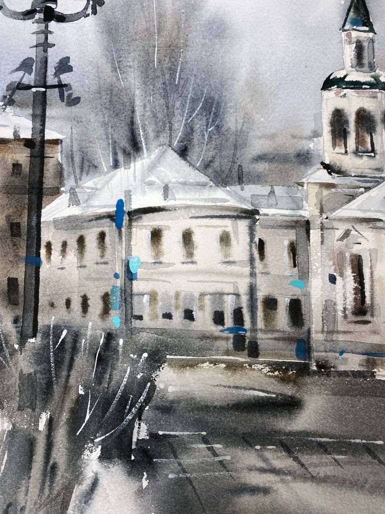 Original Classicism Architecture Painting by Galina Poloz