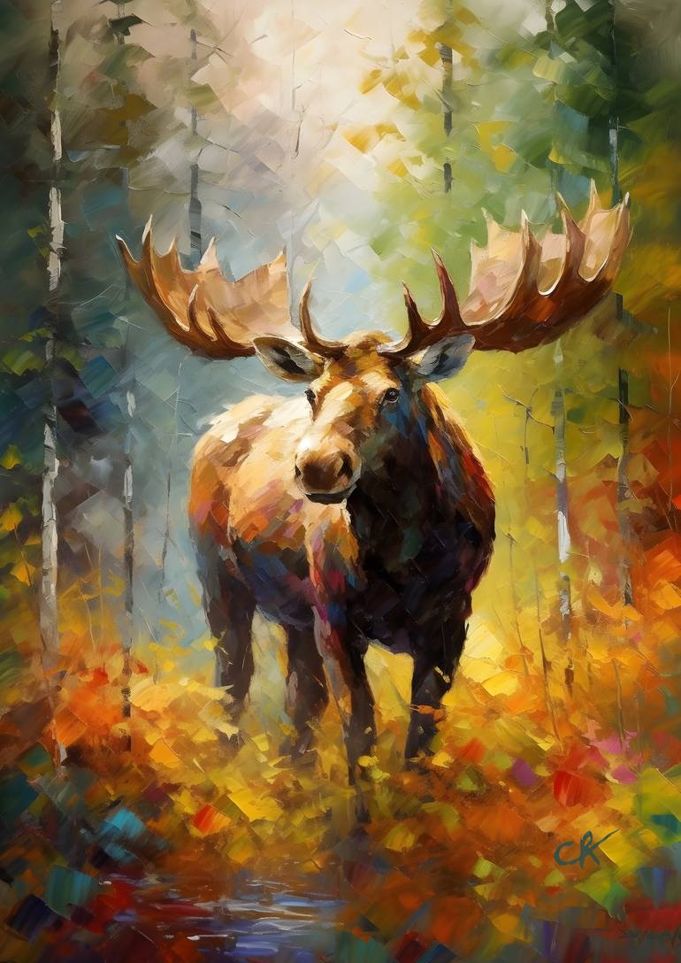 Moose Koyukuk National Wildlife Refuge in Alaska Painting by Chris