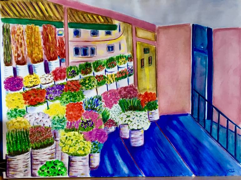 Flower Shop Painting By Virginella Martin Saatchi Art