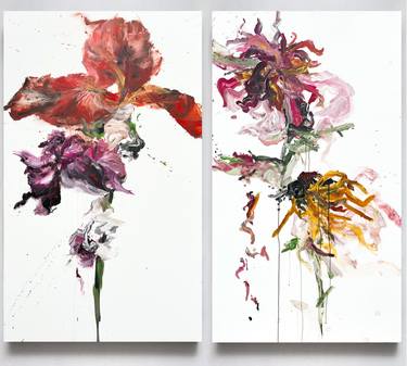 Original Abstract Floral Paintings by Rosi Roys