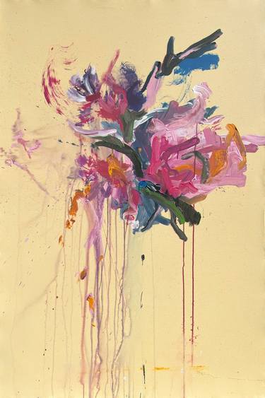 Original Abstract Floral Paintings by Rosi Roys