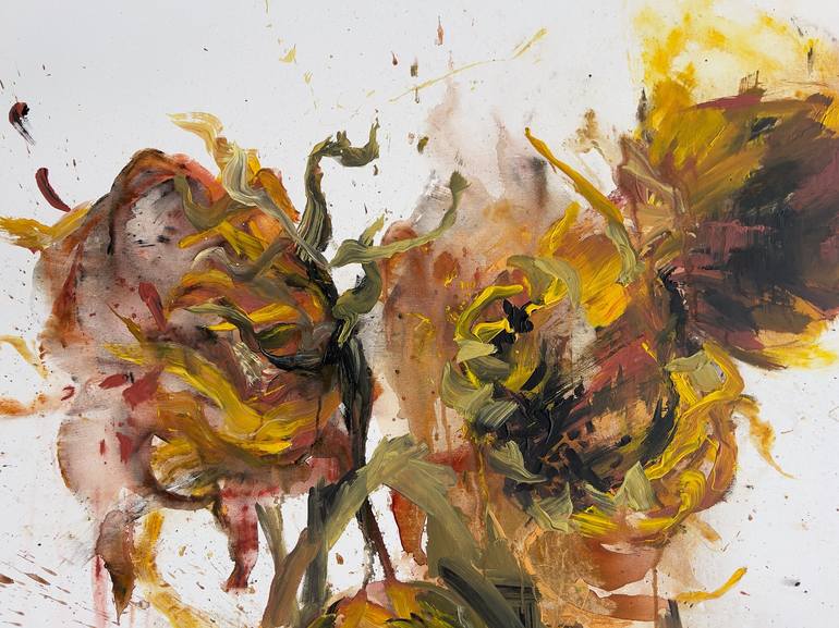 Original Abstract Floral Painting by Rosi Roys