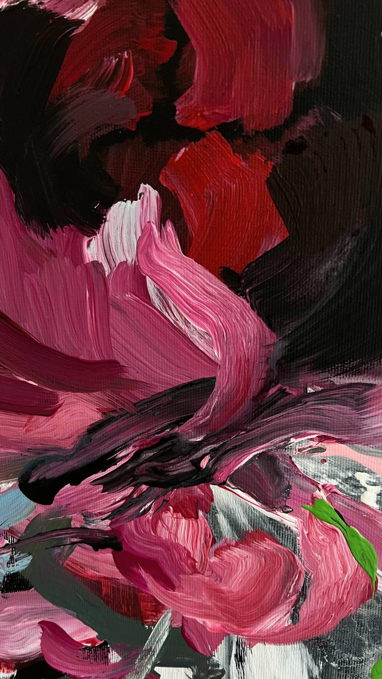 Original Abstract Floral Painting by Rosi Roys