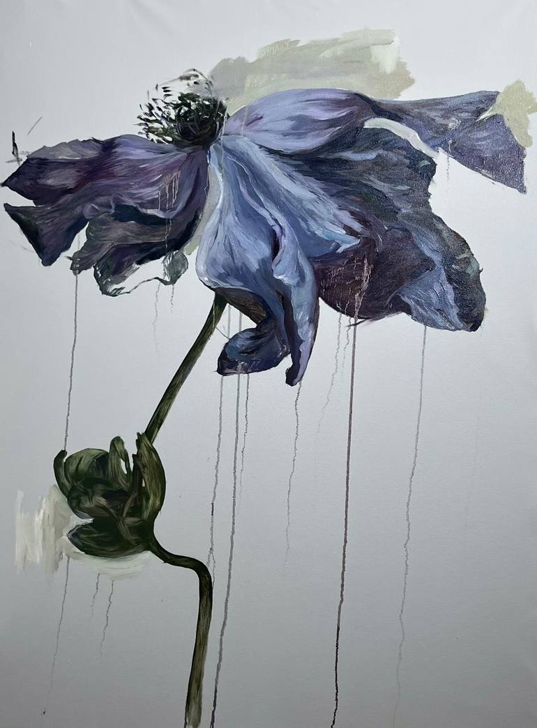 Original Abstract Expressionism Floral Painting by Rosi Roys