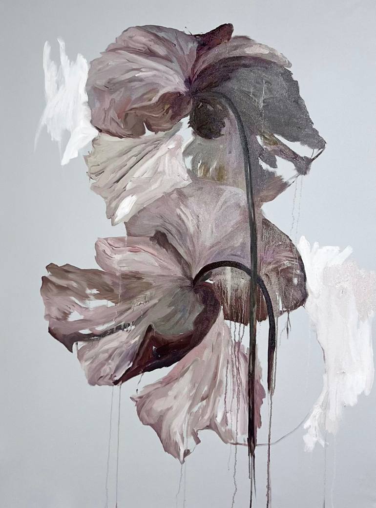 Original Abstract Expressionism Floral Painting by Rosi Roys