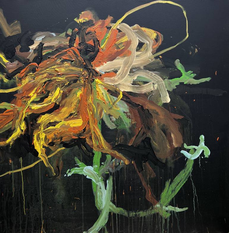 Original Abstract Floral Painting by Rosi Roys