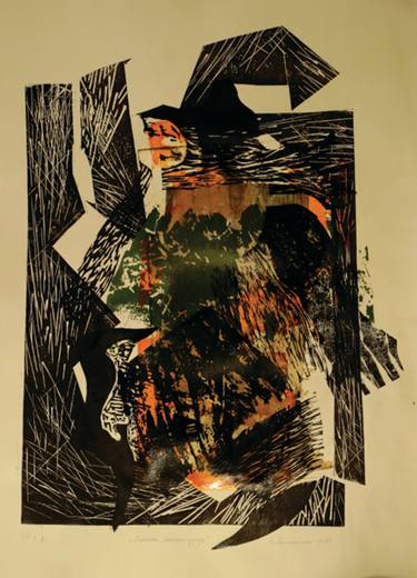 Original Abstract Expressionism Abstract Printmaking by Biljana Bilbiloska