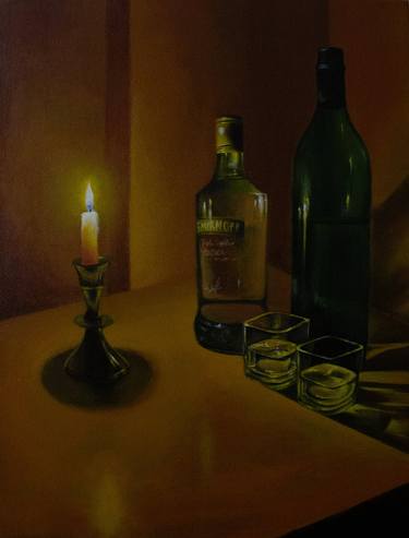 Vodka Shots in the Candle Light - Acrylic Painting thumb