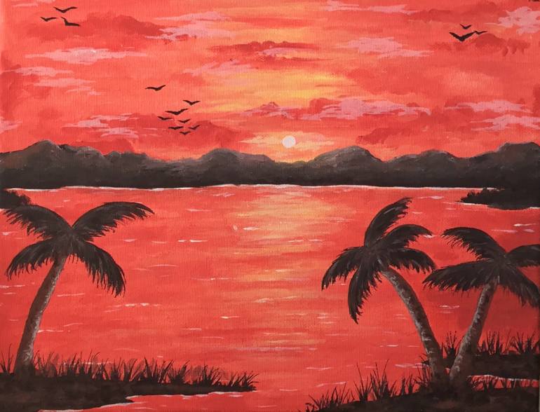 Blood Orange Sunset Painting