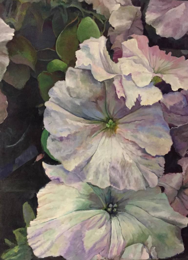 White Petunias Painting by stuart roddy | Saatchi Art