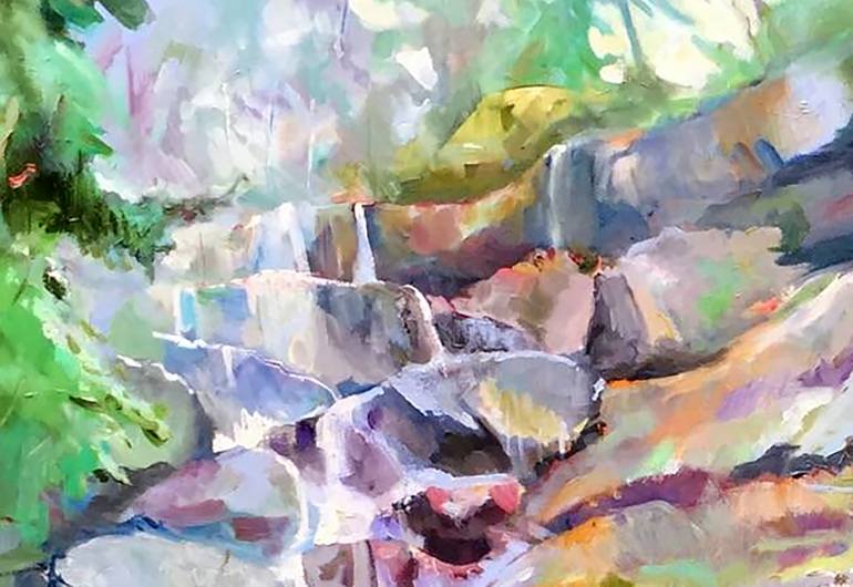 Ramsey Cascades Painting by stuart roddy | Saatchi Art