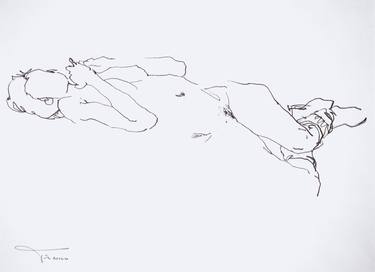 Original Realism Nude Drawings by Francois-Edouard Finet
