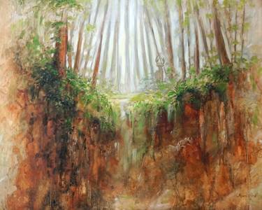 Oil Painting on Canvas 'Magic level', Large Original Wall Art of Forest, Modern Hand Painted Home Decor for Living Room by Mari Gru thumb