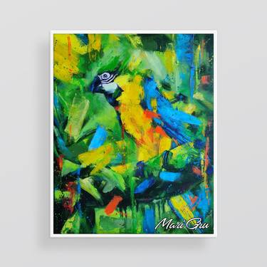 Parrot Macaw Origina Oil Painting by Mari Gru thumb