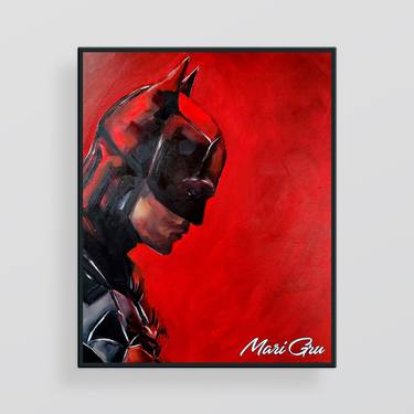 Abstract Batman portrait on canvas of Robert Pattinson thumb