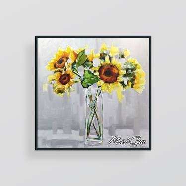 Sunflower Modern Still life Painting Original Oil thumb