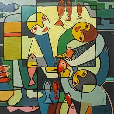 Original Cubism Women Paintings by Phung Wang