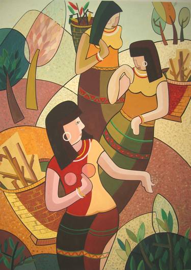 Original Art Deco Women Paintings by Phung Wang