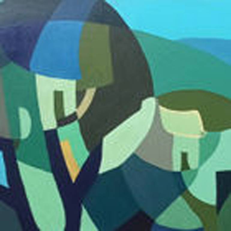 Original Art Deco Landscape Painting by Phung Wang