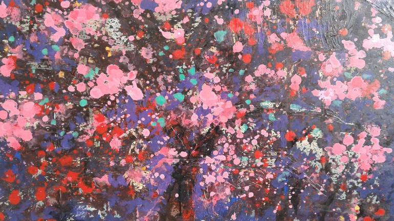 Original Abstract Expressionism Floral Painting by Phung Wang