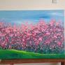 I paint in the spring when the peach blossoms bloom on the high mountains. The work is painted by dripping multiple layers of color that overlap, it is 70cm x 100 cm. I invite you to view and enjoy my work. thank you