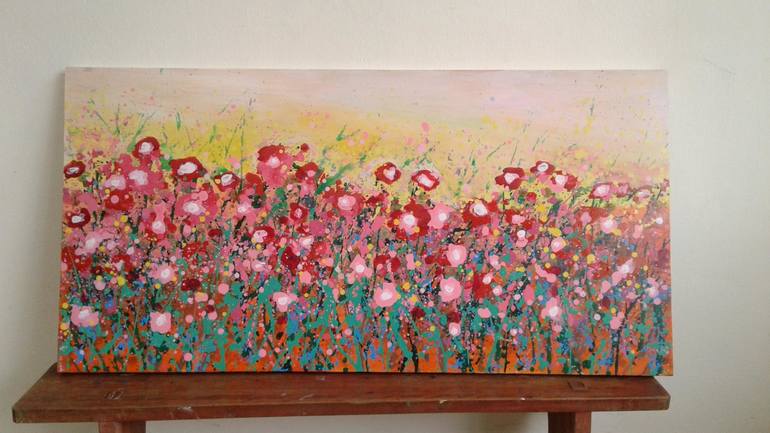 Original Abstract Expressionism Floral Painting by Phung Wang