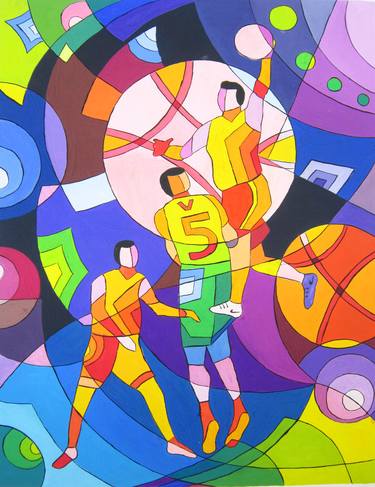 Original Abstract Expressionism Sports Paintings by Phung Wang