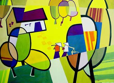 Original Art Deco Landscape Paintings by Phung Wang