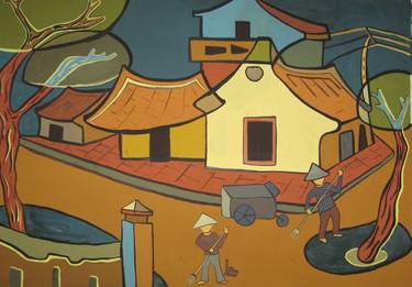 Original Art Deco Landscape Paintings by Phung Wang