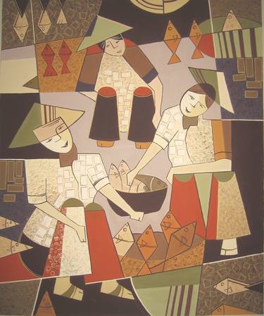 Original Dada People Paintings by Phung Wang