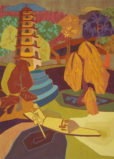 Rowing on the river 100x72cm thumb