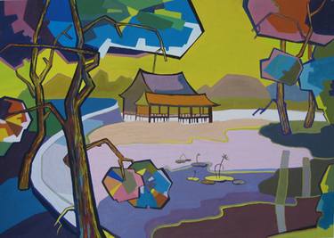 Original Art Deco Landscape Paintings by Phung Wang