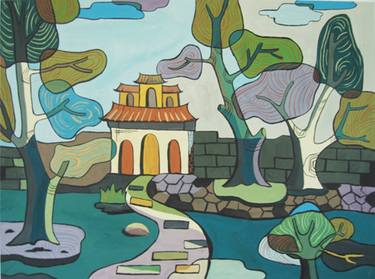 Original Art Deco Landscape Paintings by Phung Wang