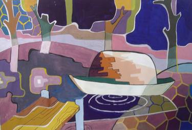 Original Cubism Landscape Paintings by Phung Wang
