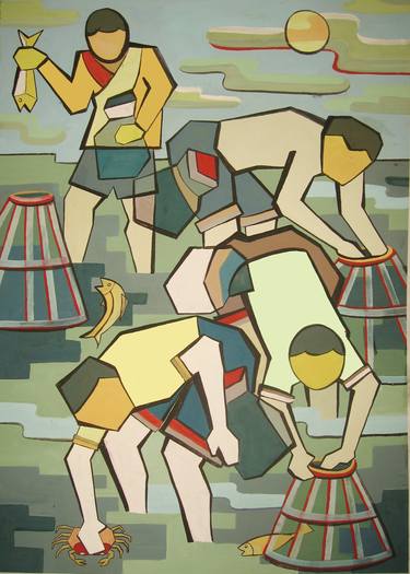 Original Art Deco Men Paintings by Phung Wang