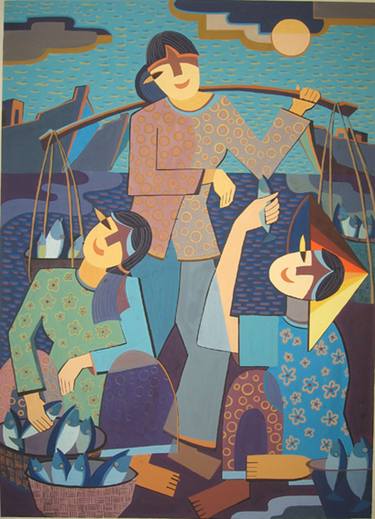 Original Art Deco Women Paintings by Phung Wang