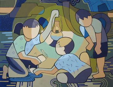 Print of Cubism Children Paintings by Phung Wang