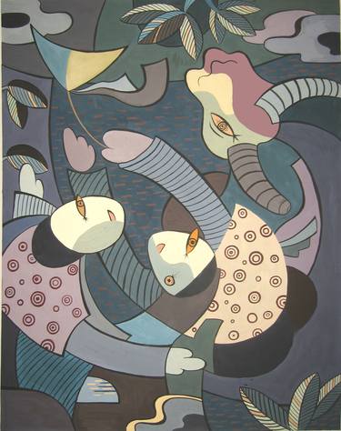 Print of Art Deco Children Paintings by Phung Wang