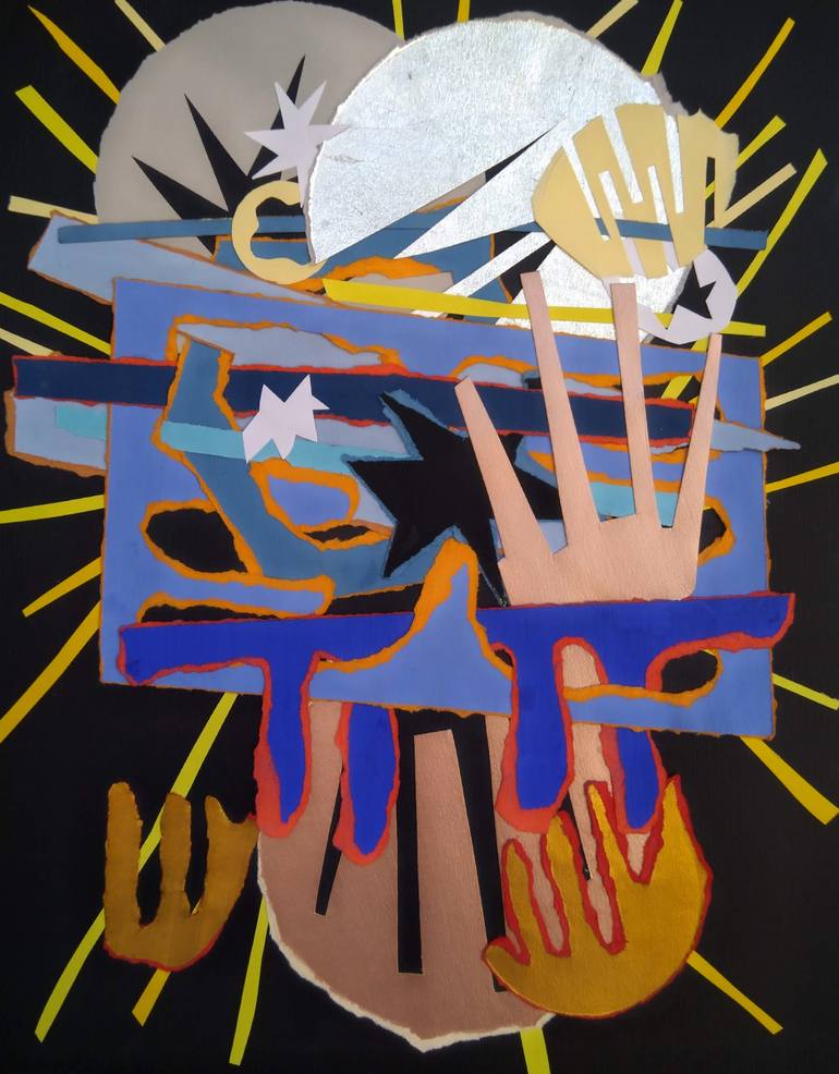 Original Abstract Expressionism Abstract Collage by Christophe Laslaud