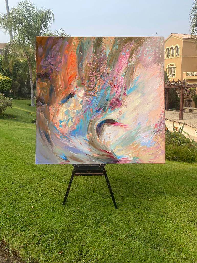 Original Abstract Expressionism Floral Painting by Dowa Hattem