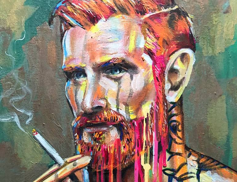 Original Abstract Expressionism People Painting by Henry Hate