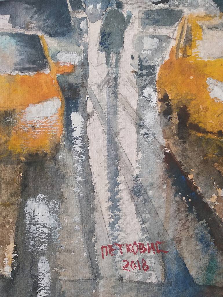 Original Expressionism Cities Painting by Milos Petkovic