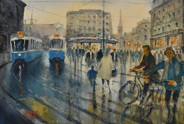 Print of Impressionism Cities Paintings by Milos Petkovic