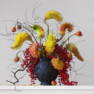 RED HOT POKERS, BERRIES, ROSEHIPS & TWIGS 5.20 pm - Limited Edition 1 of 5 thumb